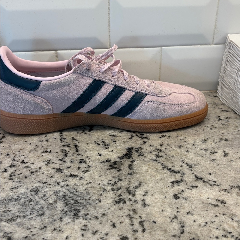 Adidas Pink Suede Spezial with navy Stripes size 9 - Picture 5 of 13